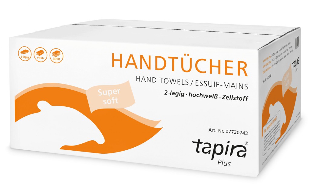 Tapira Plus Handtuchpapier, 2-lagig, V-Falz, hochweiß, 24 x 21 cm, 3990 Blatt