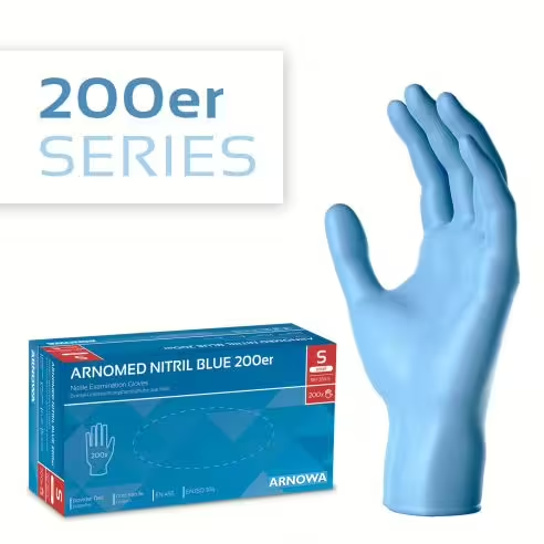 Arnomed, Nitril Handschuhe, blau, Größe S, 1 Packung = 200 Stück