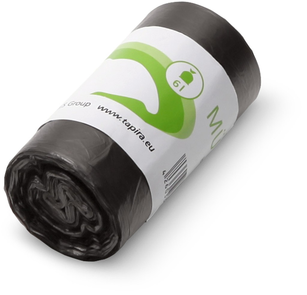 2000 Stück Tapira Abfallbeutel Pur 6 Liter, grau, 31 x 37 cm, 50er Rolle