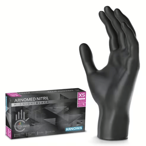 Arnomed Nitril Handschuhe, schwarz, Größe XS, 1 Packung = 100 Stück