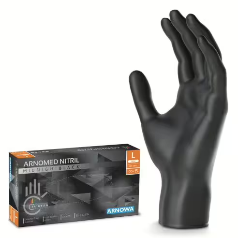 Arnomed Nitril Handschuhe, schwarz, Größe L, 1 Karton = 10 Packungen