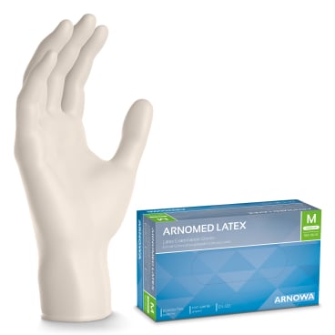 Arnomed Latex Handschuhe, Größe M, 1 Karton = 10 Packungen
