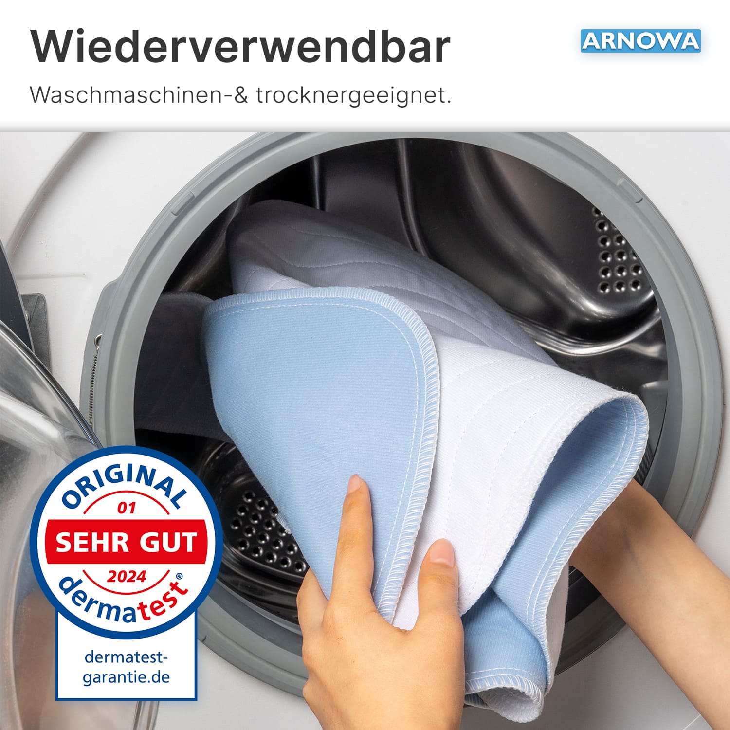 Arnomed Superdry Wash - Waschbare Bettschutzunterlage Standard 90 x 160 cm