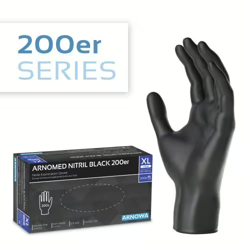 Arnomed Nitril Handschuhe, schwarz, Größe XL, 1 Karton = 10 Packungen