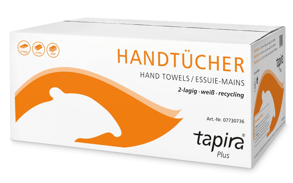Tapira Plus Handtuchpapier, 2-lagig, V-Falz, weiß, 24,5 x 21 cm, 4000 Blatt Karton (4000 Blatt)