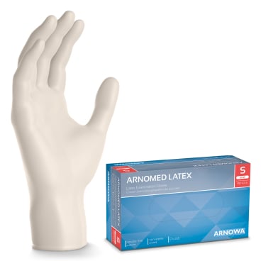 Arnomed Latex Handschuhe, Größe S, 1 Karton = 10 Packungen