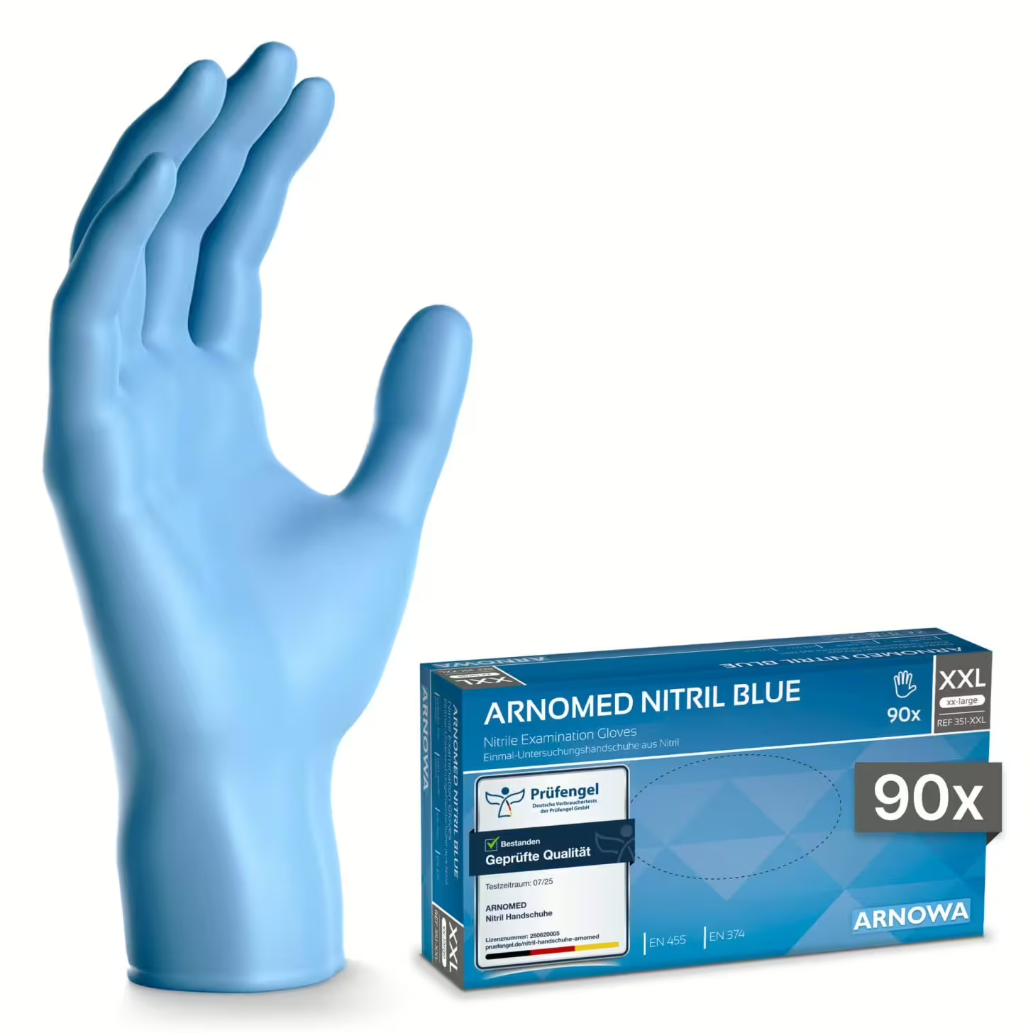 Arnomed Nitril Handschuhe, blau, Größe XXL, 1 Packung = 90 Stück