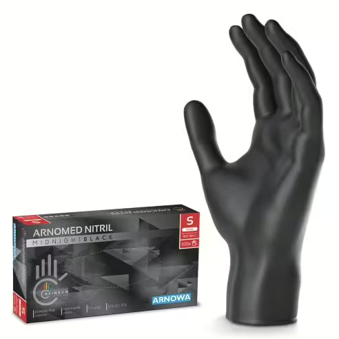Arnomed Nitril Handschuhe, schwarz, Größe S, 1 Packung = 100 Stück