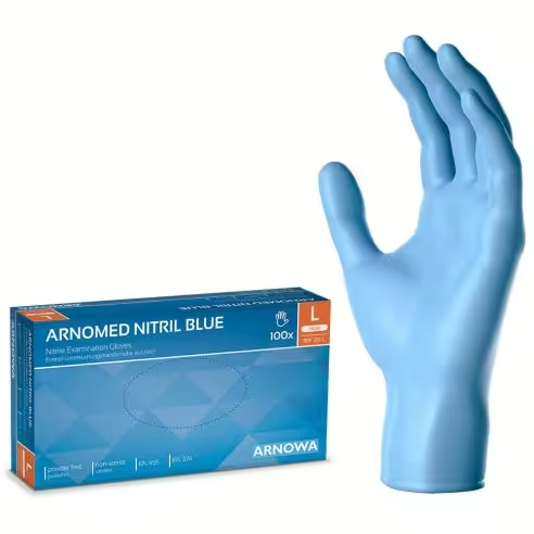 Arnomed Nitril Handschuhe, blau, Größe L, 1 Karton = 10 Packungen