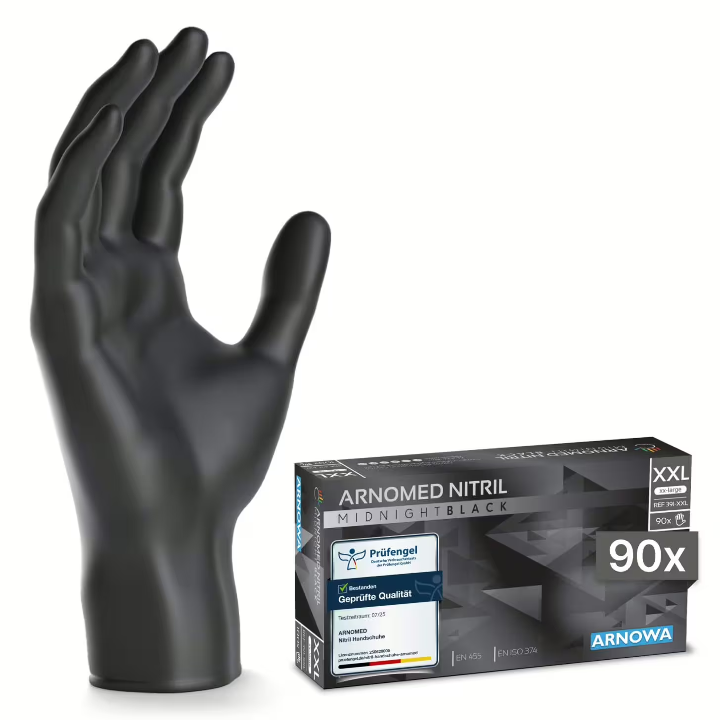 Arnomed Nitril Handschuhe, schwarz ,Größe XXL, 1 Karton = 10 Packungen